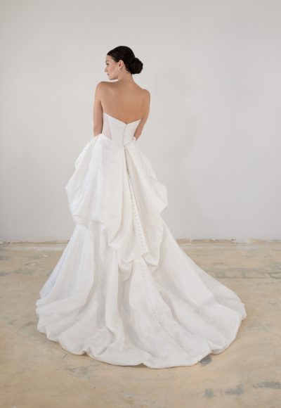 Architectural A-Line Wedding Dress With Slit And Buttons by Martina Liana Luxe - Image 2