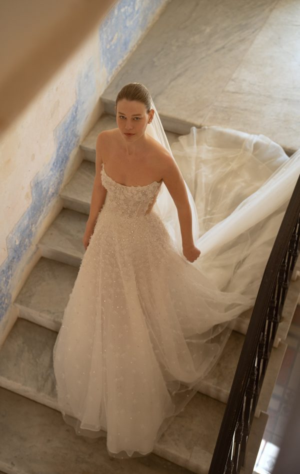 Chic And Romantic Embellished Floral A-Line Wedding Dress by Lee Petra Grebenau - Image 1