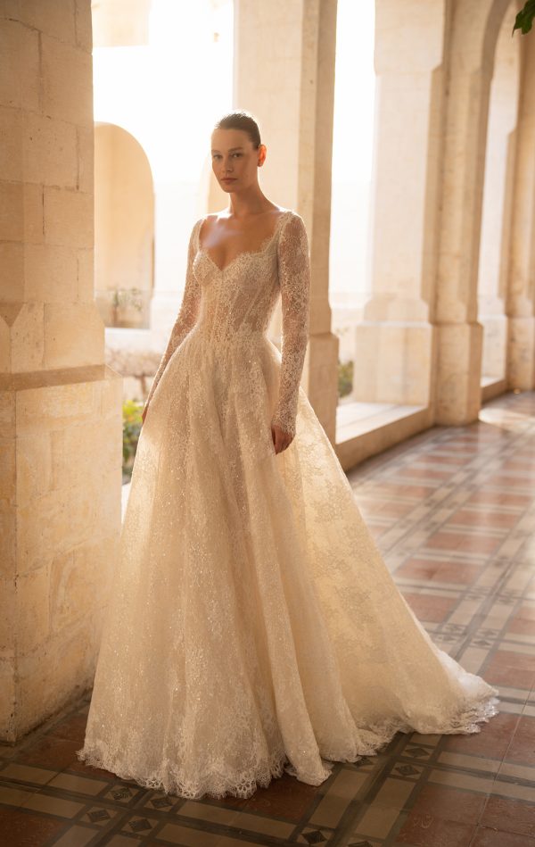 Romantic And Sophisticated Long Sleeve Lace A-Line Wedding Dress by Lee Petra Grebenau - Image 1