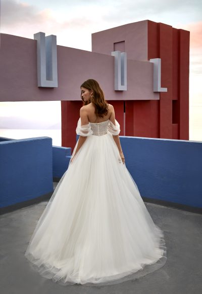 Ethereal And Simple Off-the-Shoulder Tulle Ball Gown With Buttons by Madison James - Image 2