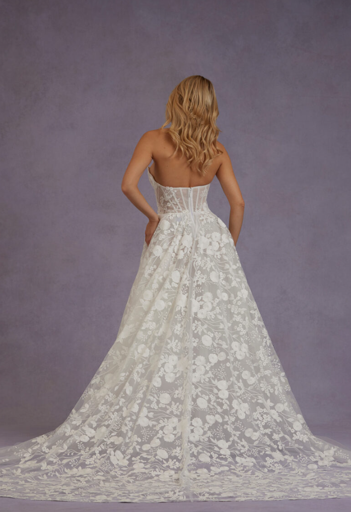 Chic And Romantic Floral A-Line Wedding Dress by Verdin Bridal New York - Image 2