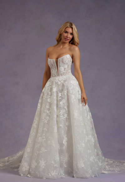 Chic And Romantic Floral A-Line Wedding Dress by Verdin Bridal New York - Image 1