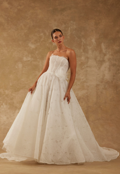 Chic And Ethereal Floral Laser-Cut Ball Gown by Verdin Bridal New York