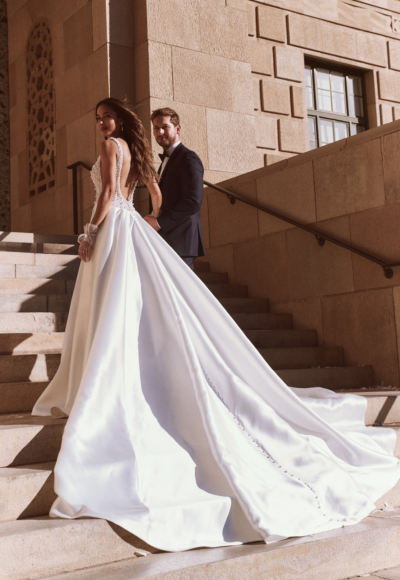 Pearl-Adorned Square-Neck Ball Gown With Open Back by Maggie Sottero - Image 2