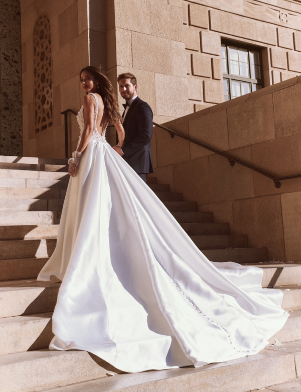 Pearl-Adorned Square-Neck Ball Gown With Open Back by Maggie Sottero - Image 2