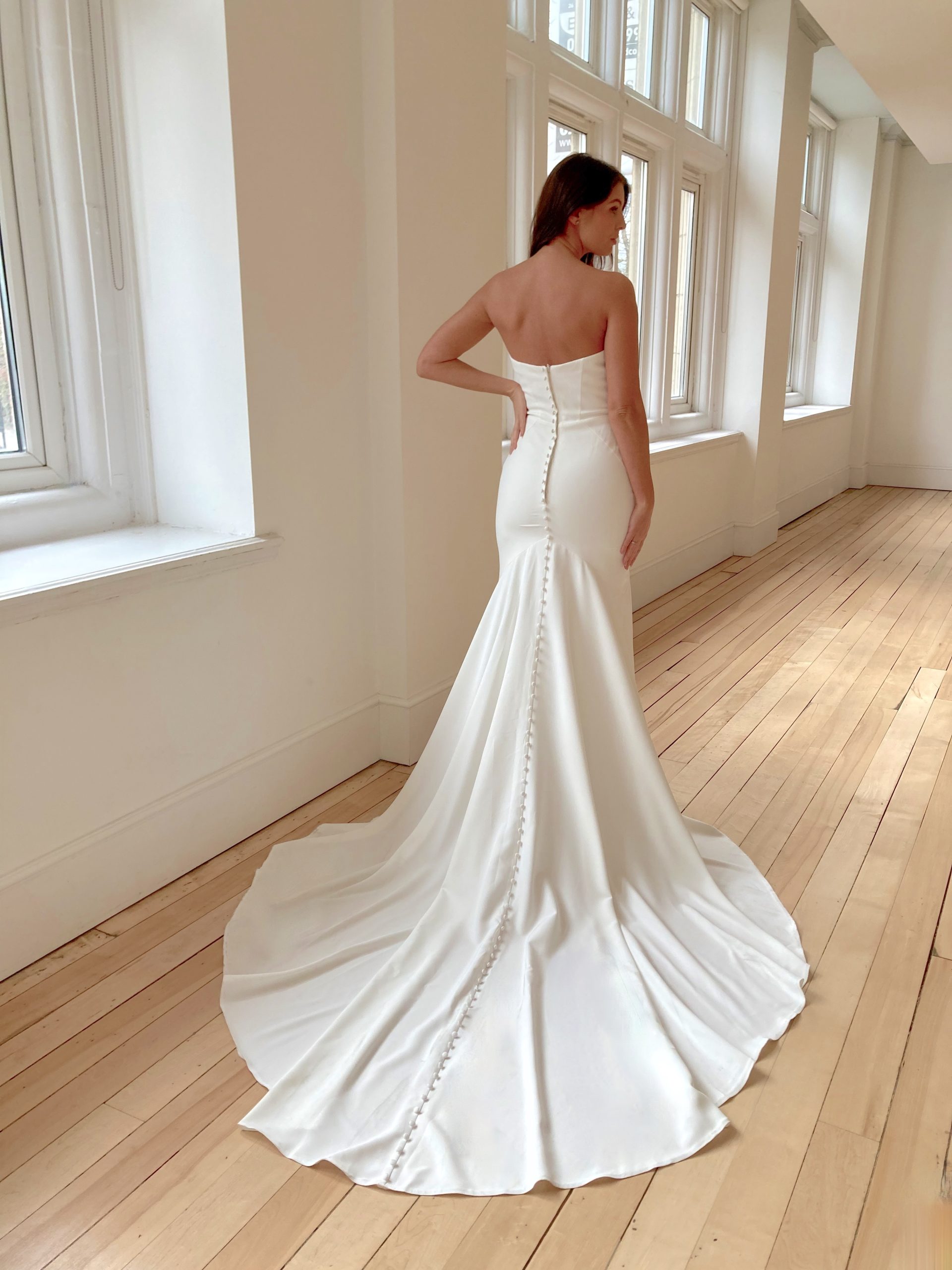 Chic And Simple Strapless Mermaid Wedding Dress With Buttons by Allure Bridals - Image 3