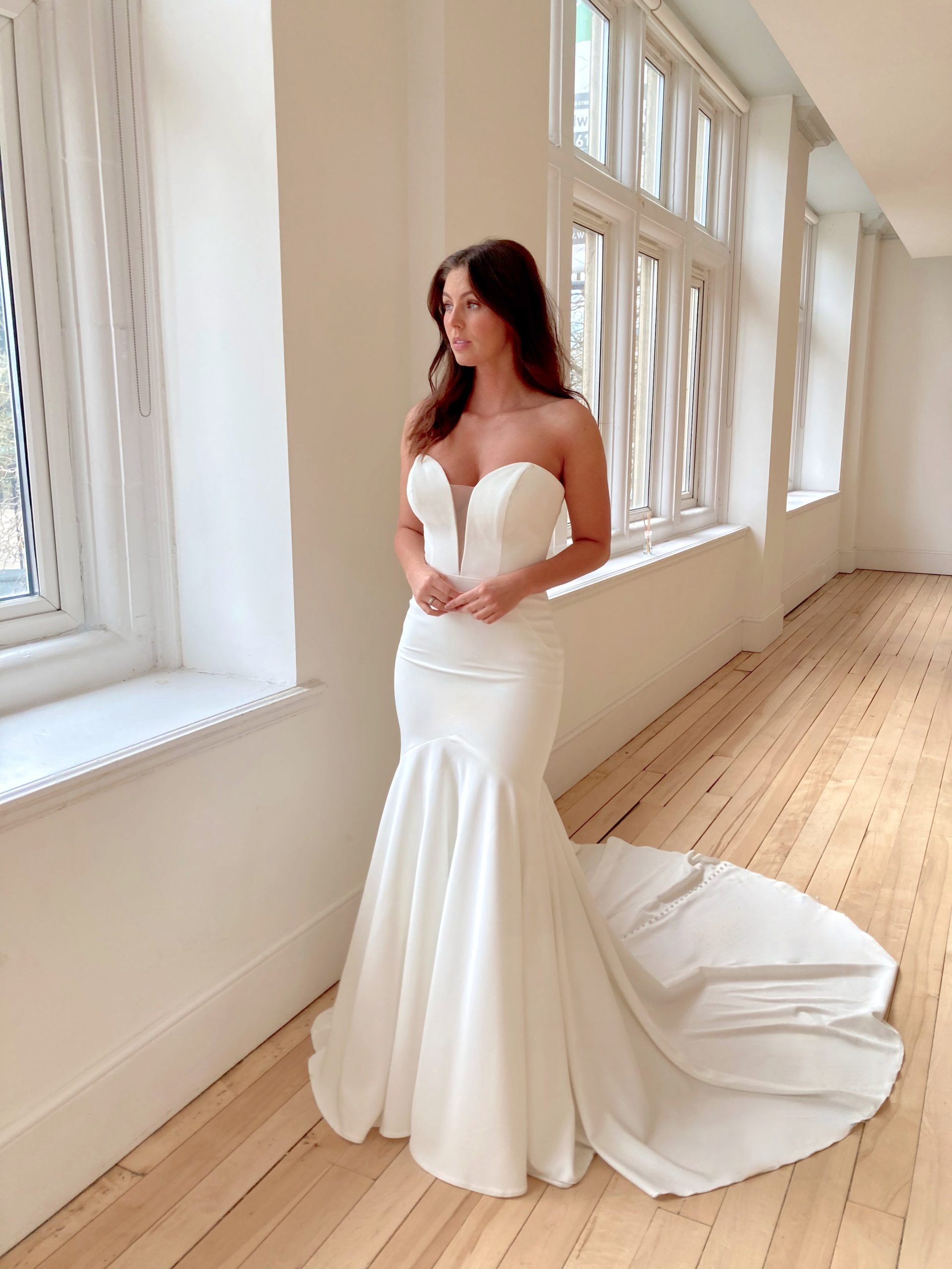 Chic And Simple Strapless Mermaid Wedding Dress With Buttons by Allure Bridals - Image 1