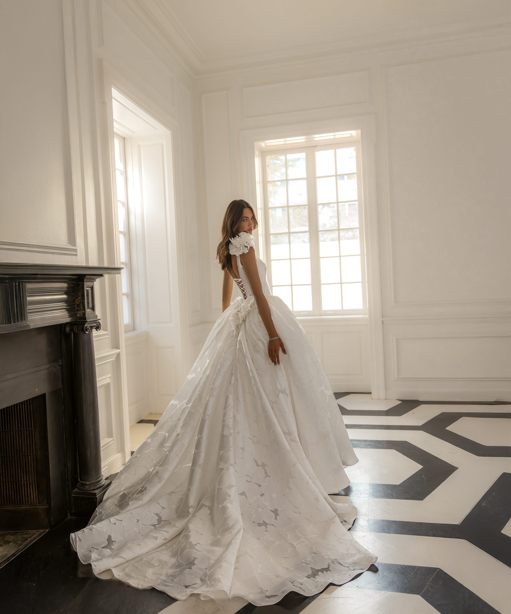 Romantic Floral Square-Neck Ball Gown by Pnina Tornai - Image 3