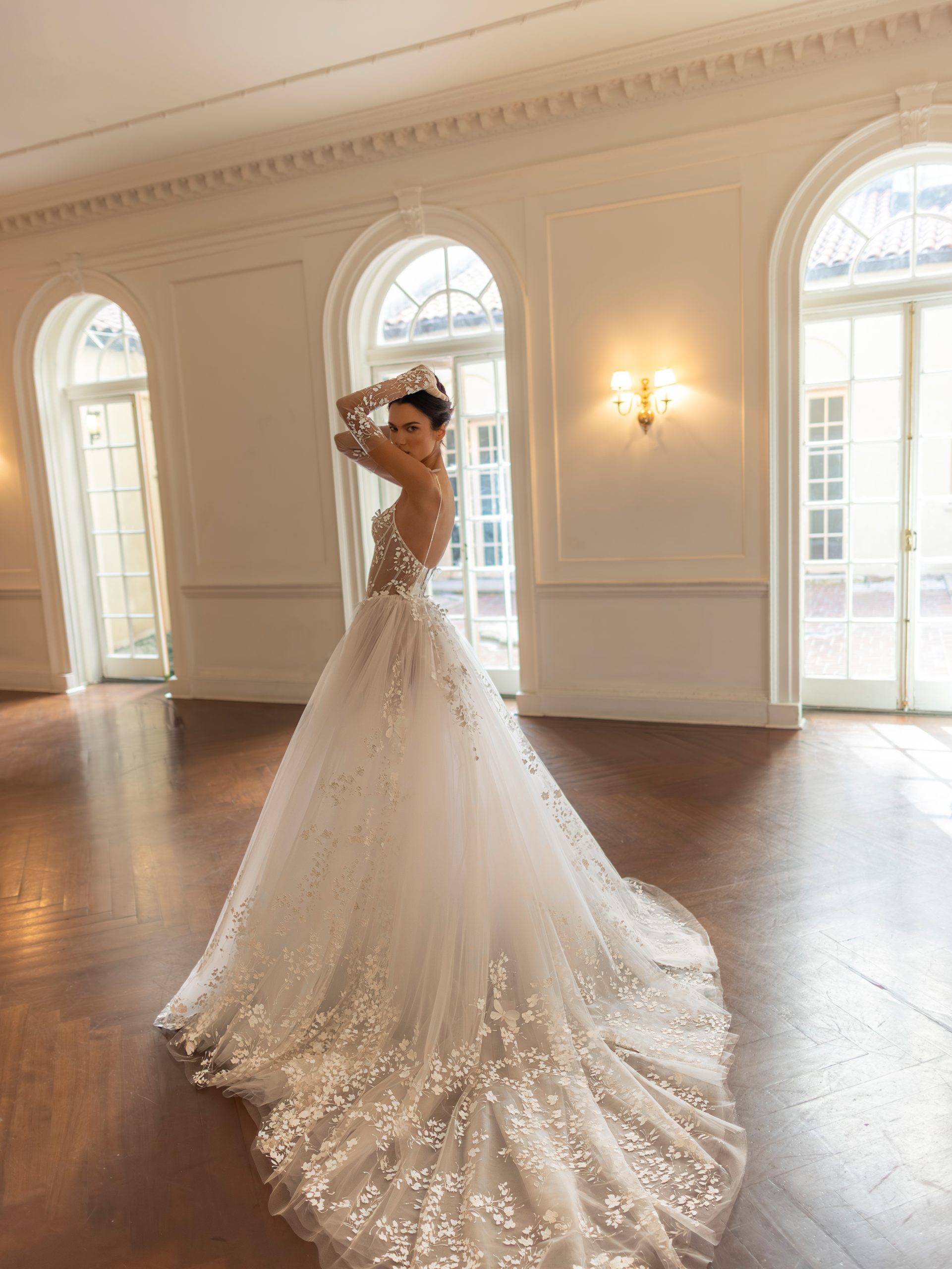 Hand-Painted Butterfly Tulle Ball Gown by Pnina Tornai - Image 3