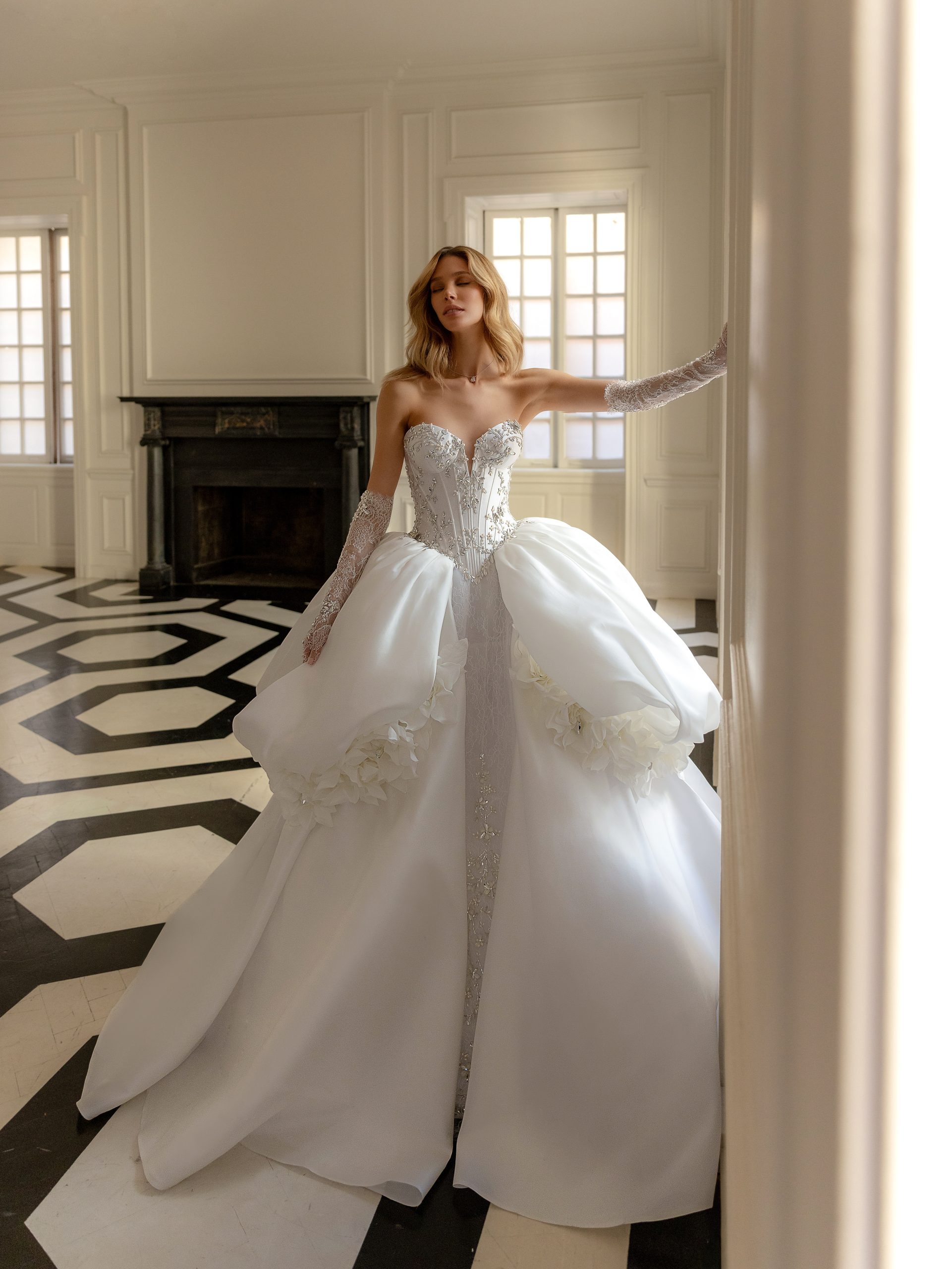 Dramatic And Sophisticated Embellished Silk Mikado Ball Gown by Pnina Tornai - Image 5