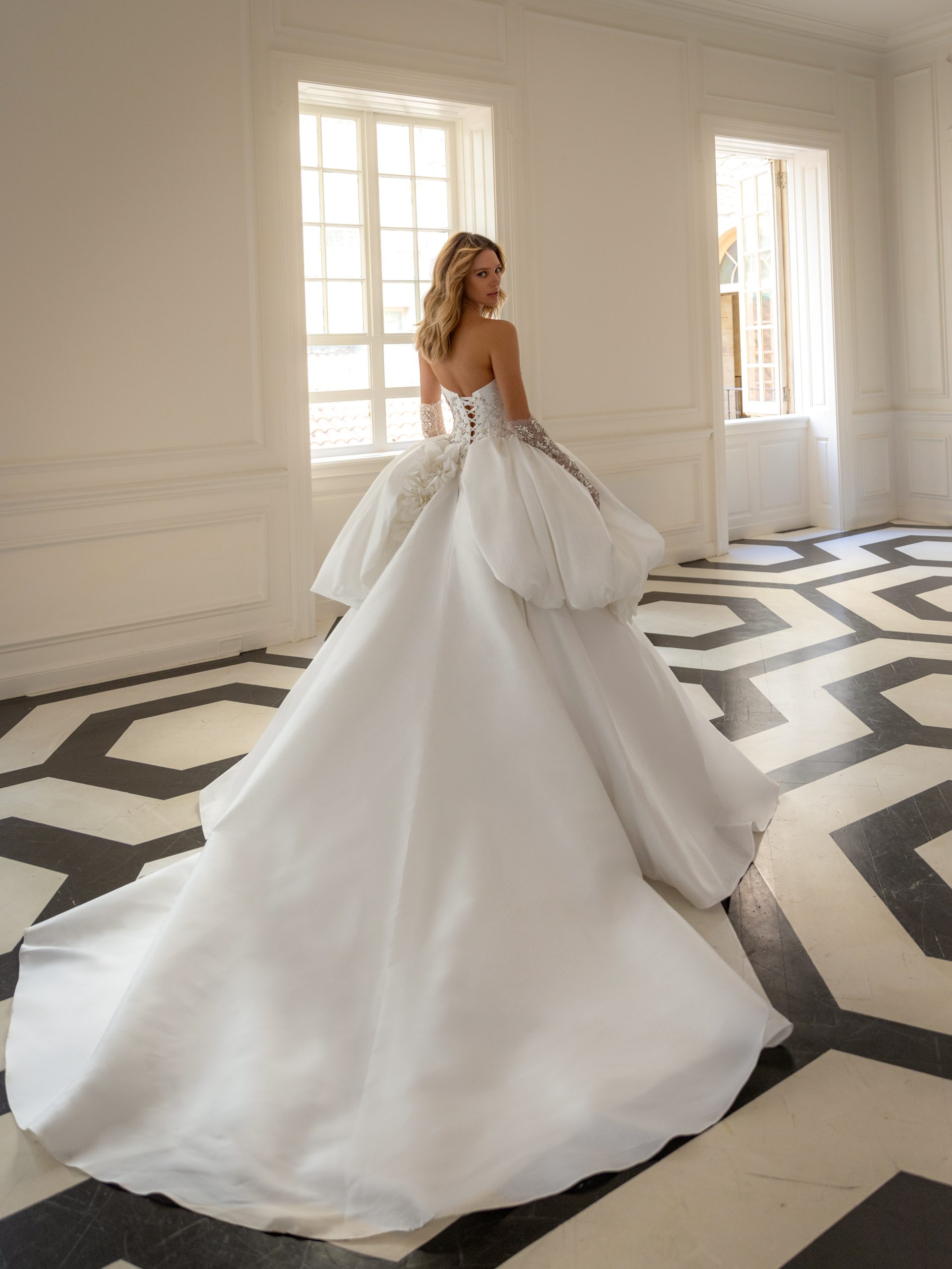 Dramatic And Sophisticated Embellished Silk Mikado Ball Gown by Pnina Tornai - Image 4