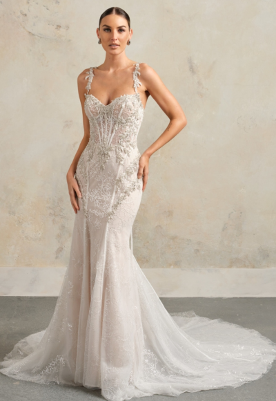 Embellished Lace Fit-and-Flare Wedding Dress With Detachable Overskirt by Maggie Sottero