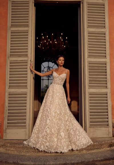 Unique And Glamorous Floral-Embossed A-Line Wedding Dress by Randy Fenoli