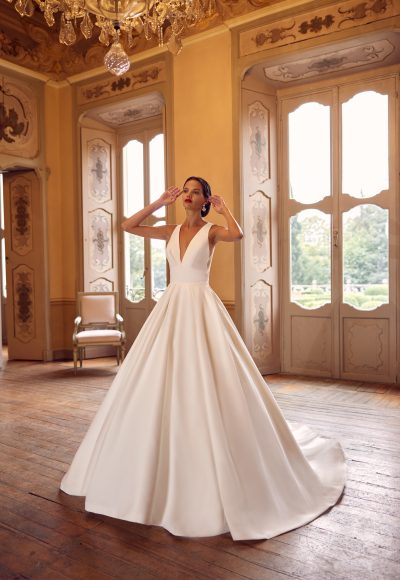 Chic And Classic Matte Satin Ball Gown With Bows by Randy Fenoli - Image 1