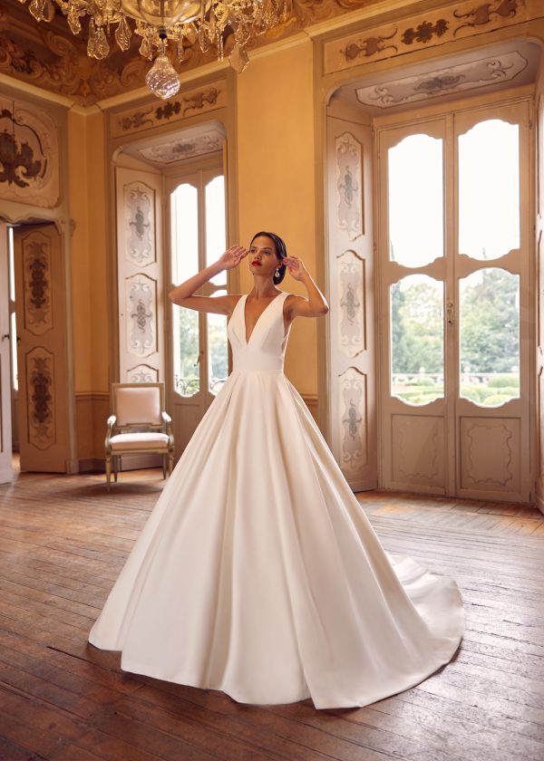 Chic And Classic Matte Satin Ball Gown With Bows by Randy Fenoli - Image 1