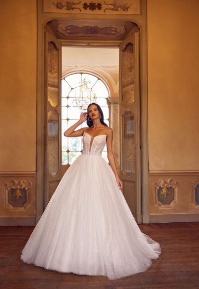 Modern And Ethereal Pearl-Embellished Tulle Ball Gown by Randy Fenoli