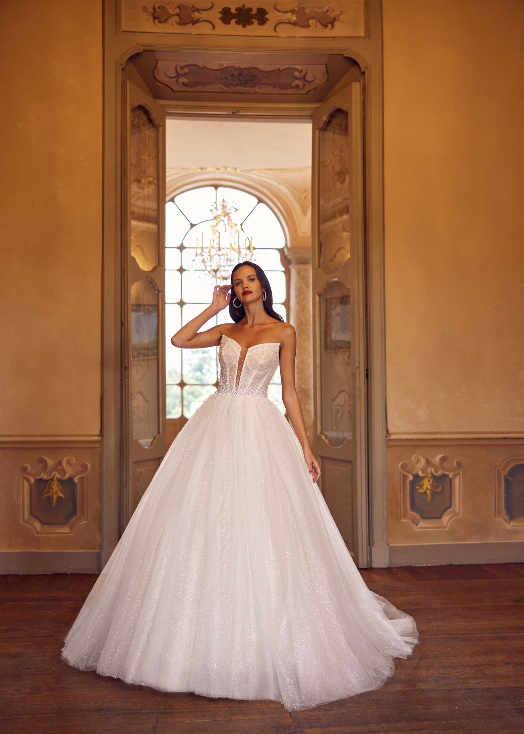 Modern And Ethereal Pearl-Embellished Tulle Ball Gown by Randy Fenoli - Image 1