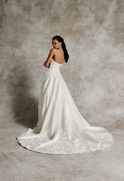 Classic And Romantic Floral Satin A-Line Wedding Dress by Justin Alexander Signature - Image 2