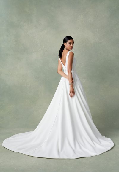 Chic And Simple Satin A-Line Wedding Dress With Buttons by Justin Alexander - Image 2