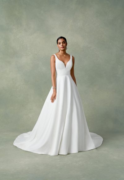 Chic And Simple Satin A-Line Wedding Dress With Buttons by Justin Alexander