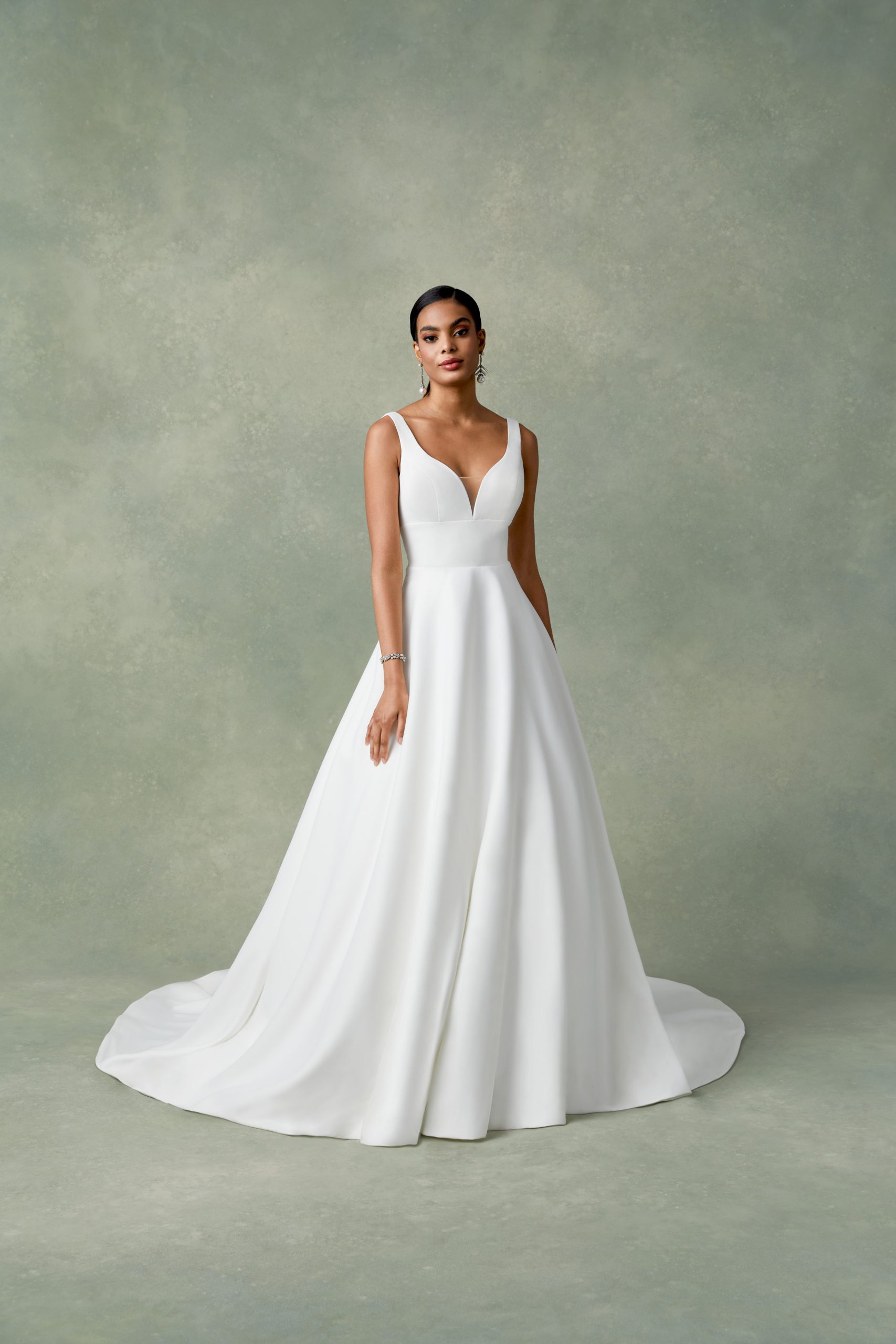 Chic And Simple Satin A-Line Wedding Dress With Buttons by Justin Alexander - Image 1