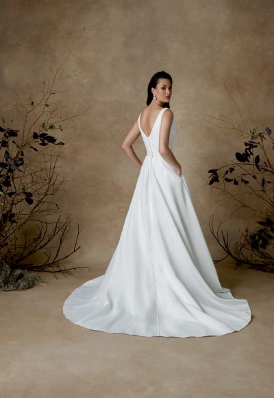 Chic And Simple Cowl-Neck Ball Gown With Buttons by Justin Alexander - Image 2