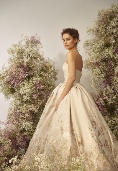 Couture Floral Brocade Ball Gown by Nicole + Felicia - Image 2