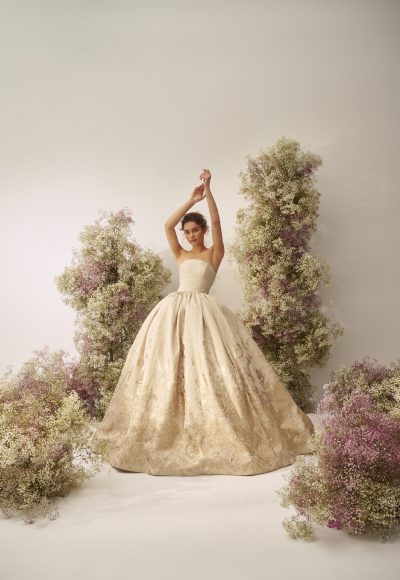 Couture Floral Brocade Ball Gown by Nicole + Felicia