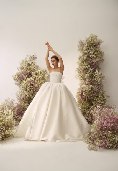 Chic And Classic Lace Ball Gown With Simple Mikado Skirt by Nicole + Felicia