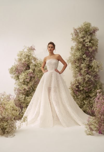 Unique And Romantic Abstract Lace Ball Gown by Nicole + Felicia