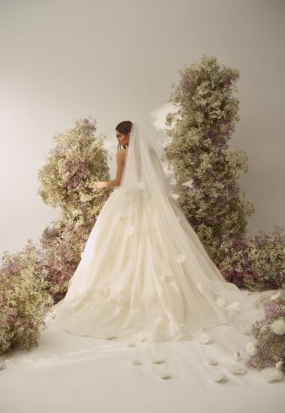 Chic And Dramatic Floral Organza Ball Gown by Nicole + Felicia - Image 2