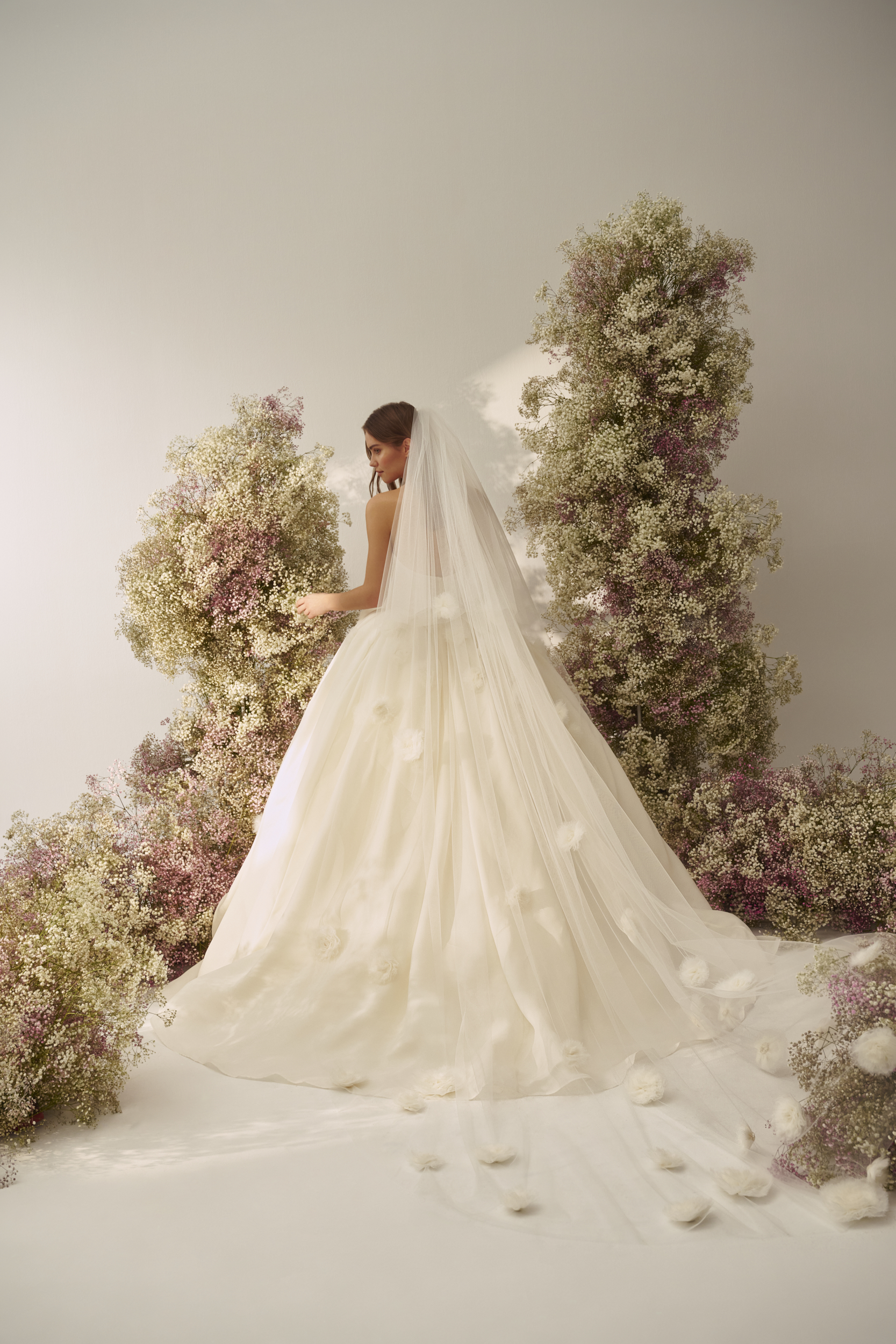 Chic And Dramatic Floral Organza Ball Gown by Nicole + Felicia - Image 2