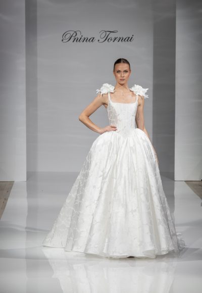 Romantic Floral Square-Neck Ball Gown by Pnina Tornai