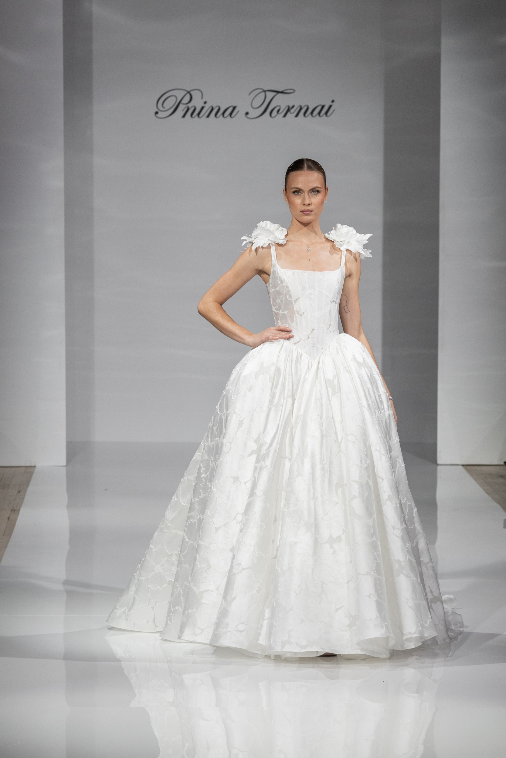 Romantic Floral Square-Neck Ball Gown by Pnina Tornai - Image 1