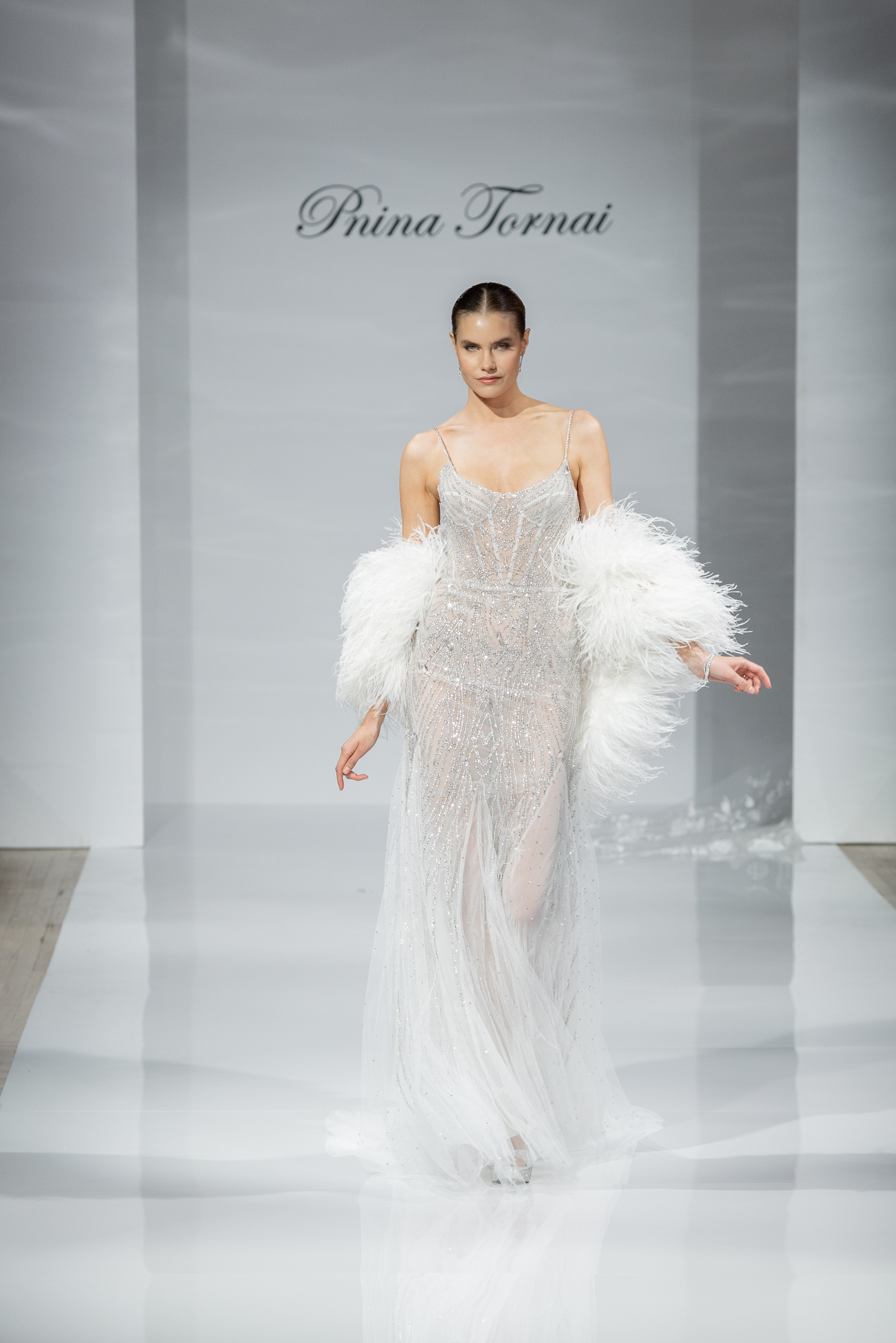 Crystal-Embellished Fit-and-Flare Wedding Dress by Pnina Tornai - Image 1