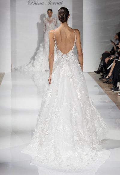 Romantic Floral A-Line Wedding Dress With Open Back by Pnina Tornai - Image 2