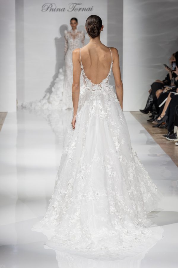 Romantic Floral A-Line Wedding Dress With Open Back by Pnina Tornai - Image 2