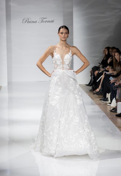 Romantic Floral A-Line Wedding Dress With Open Back by Pnina Tornai