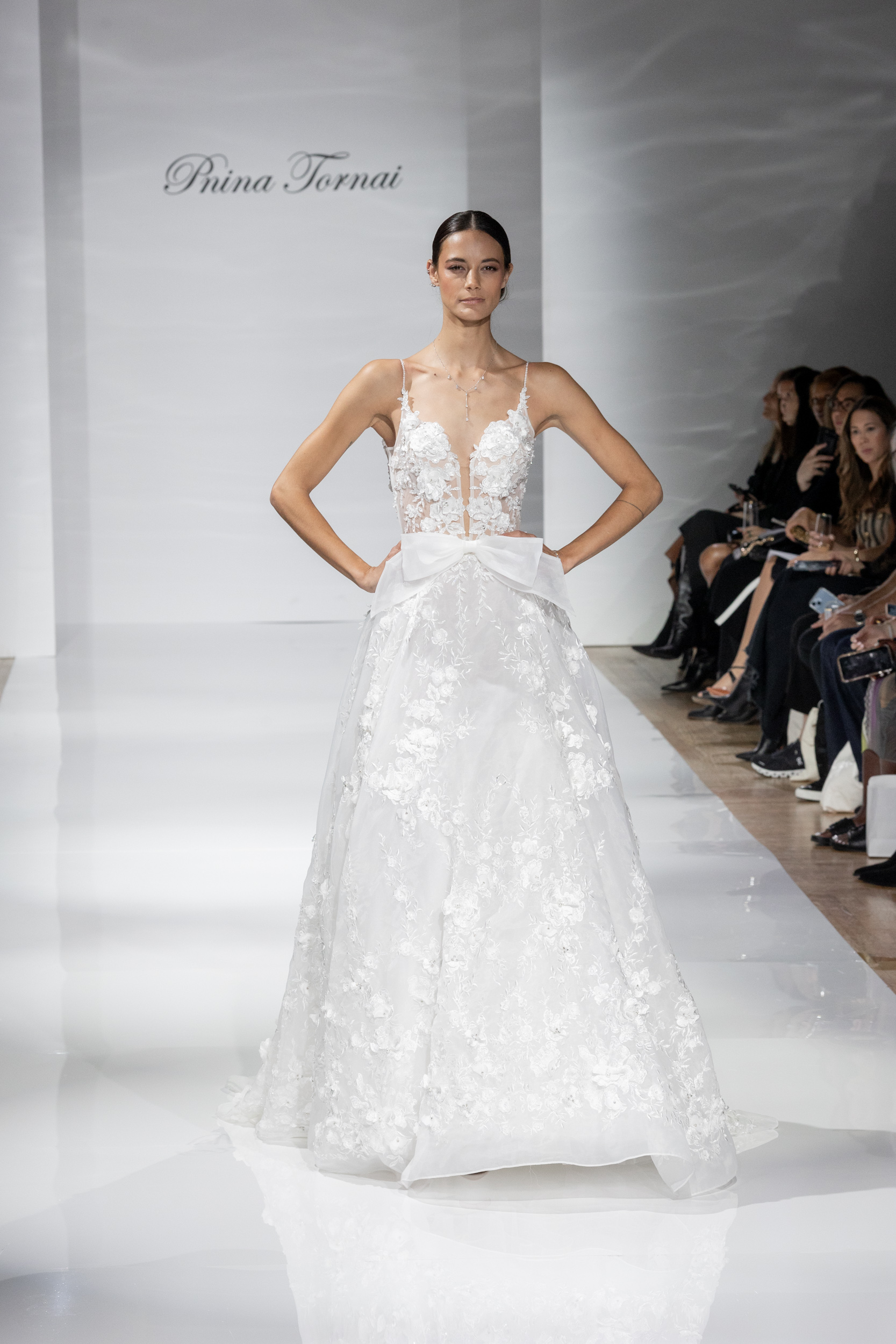 Romantic Floral A-Line Wedding Dress With Open Back by Pnina Tornai - Image 1