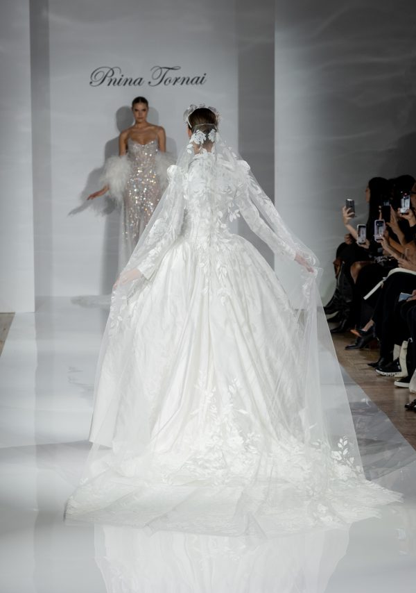 Timeless And Sophisticated Long Sleeve Jacquard Ball Gown by Pnina Tornai - Image 2