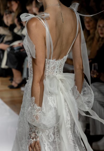 Chic And Romantic Lace Fit-and-Flare Wedding Dress With Bows by Pnina Tornai - Image 3