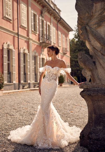 Romantic Ruffled Tulle Mermaid Wedding Dress by Randy Fenoli