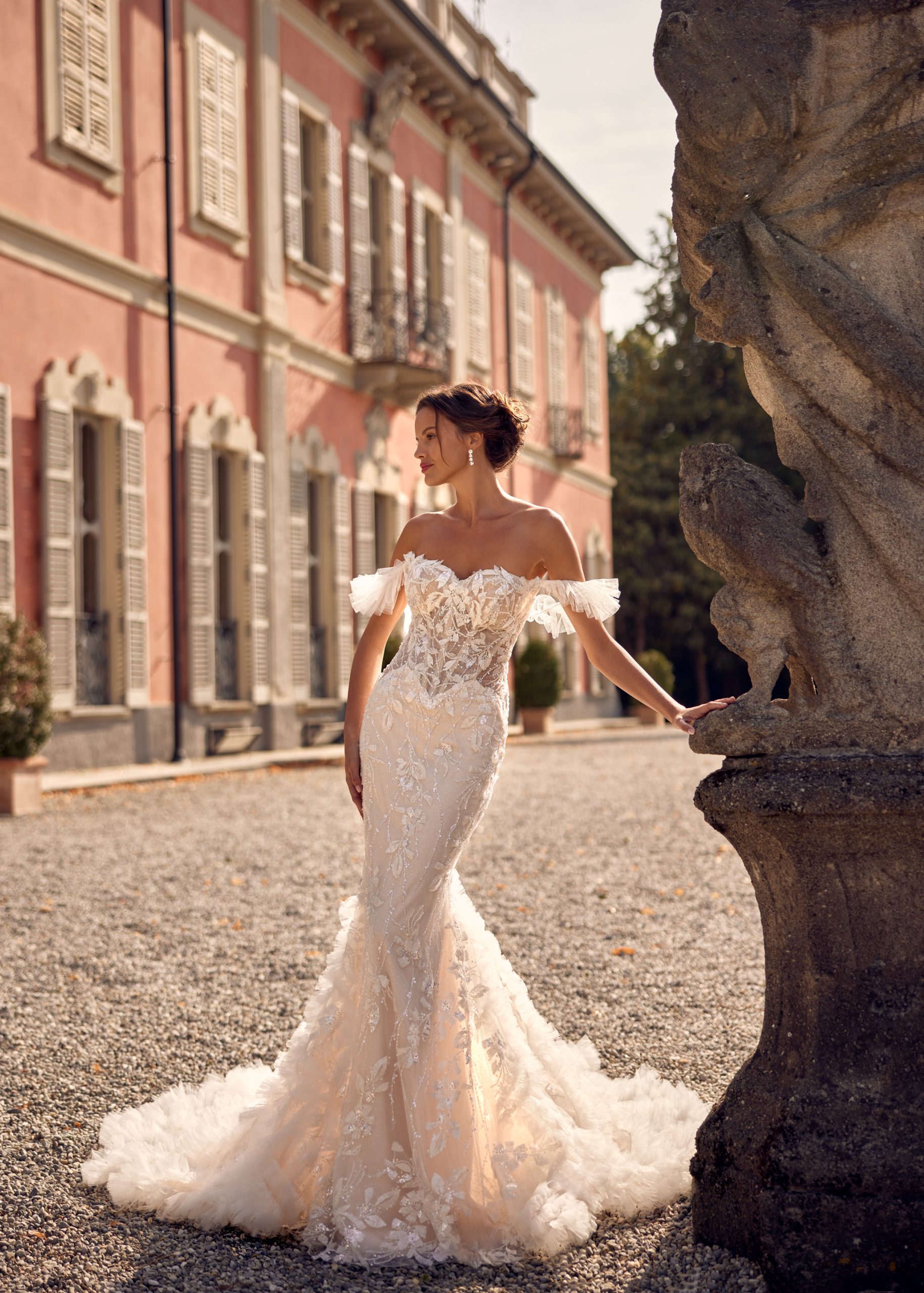 Romantic Ruffled Tulle Mermaid Wedding Dress by Randy Fenoli - Image 1