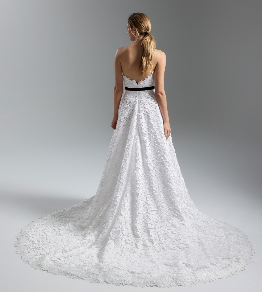 Sweet and Romantic Strapless Floral-Embroidered A-Line Wedding Dress by Lazaro - Image 2