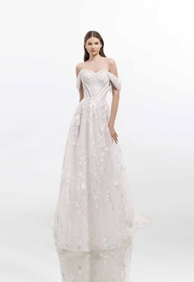 Dreamy Floral-Embroidered A-Line Wedding Dress by Tony Ward