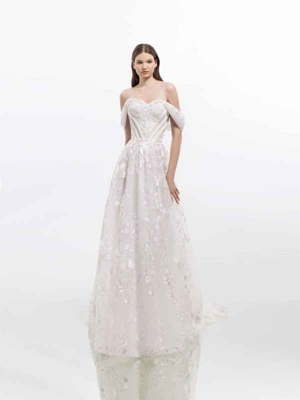 Dreamy Floral-Embroidered A-Line Wedding Dress by Tony Ward - Image 1