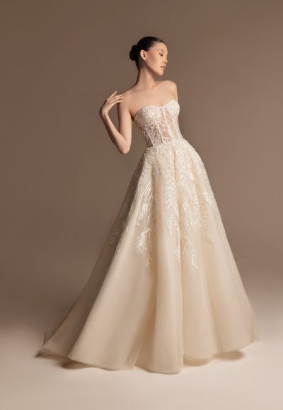 Romantic Tulle A-Line Wedding Dress With Sheer Corset Bodice by Tony Ward