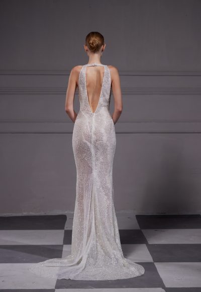 Sleek And Daring V-Neck Sheath Wedding Dress by Tony Ward - Image 2