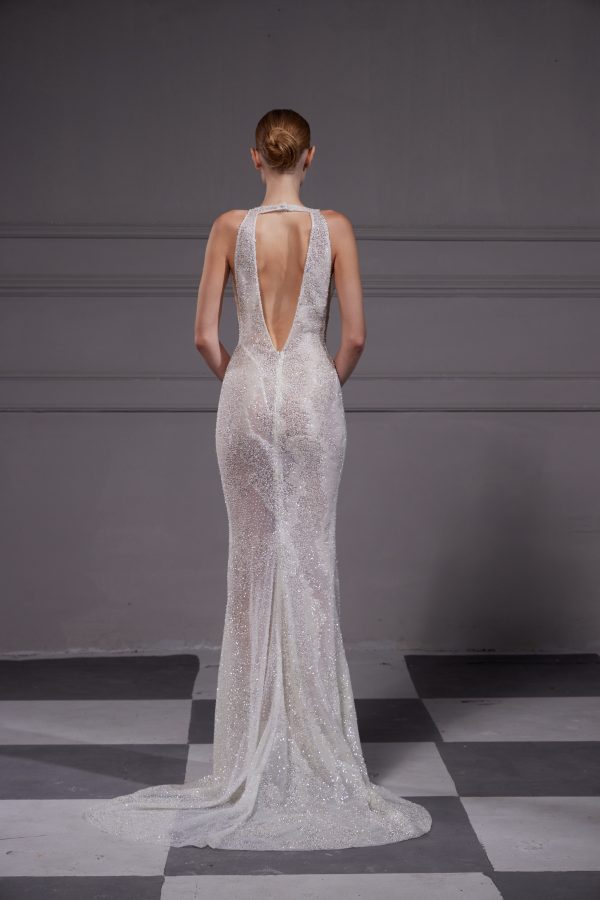 Sleek And Daring V-Neck Sheath Wedding Dress by Tony Ward - Image 2