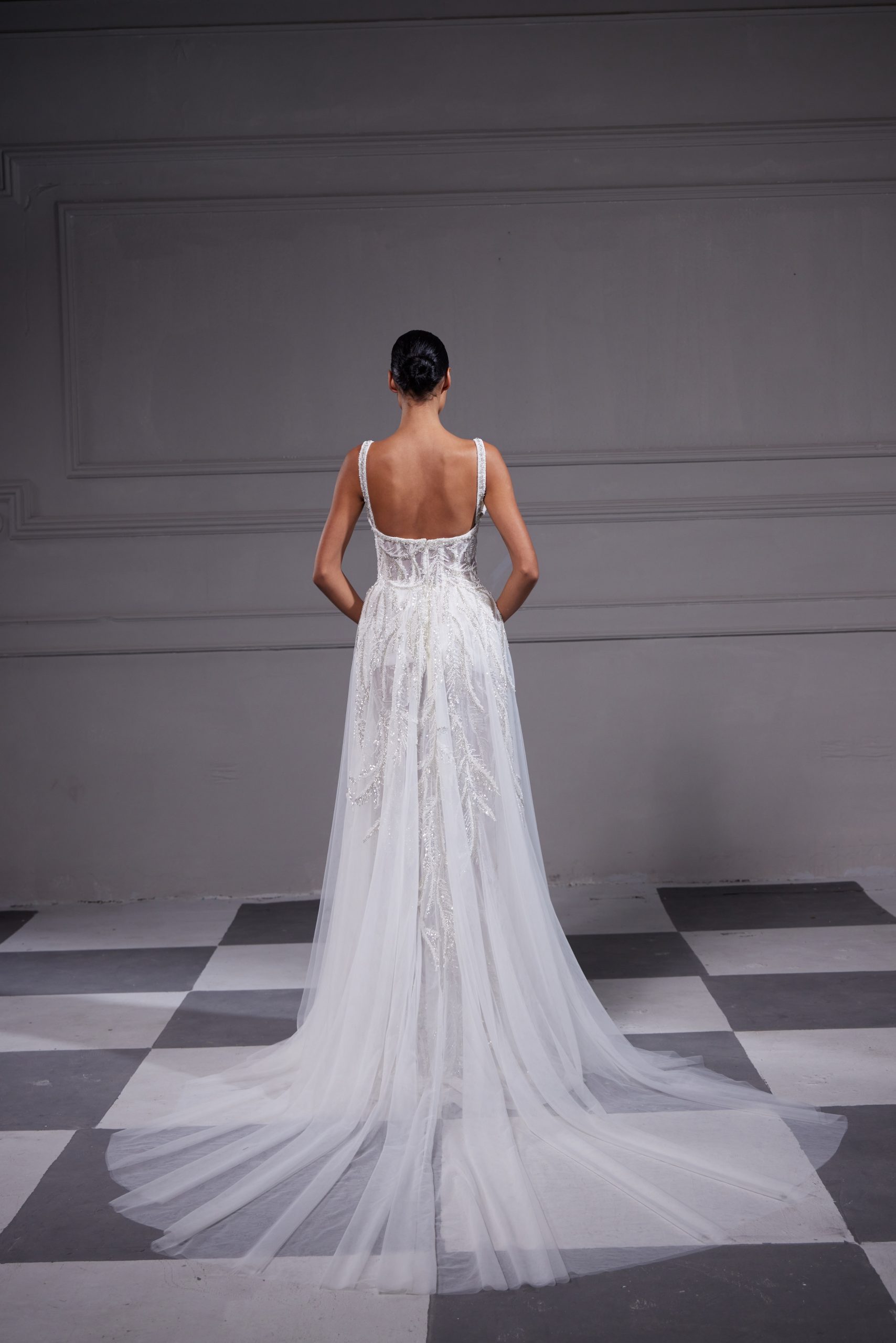 Sexy And Sophisticated Embellished Sheath Wedding Dress With Overskirt by Tony Ward - Image 2